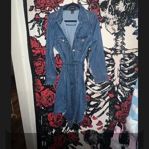 Zara Blue Denim Studded Midi Dress